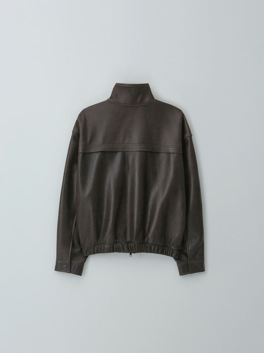 [moia] vintage leather jumper (brown)