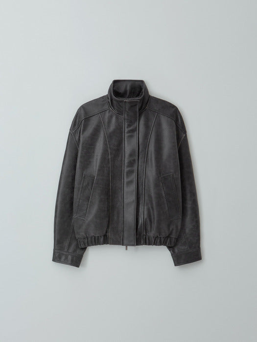 [moia] vintage leather jumper (black)