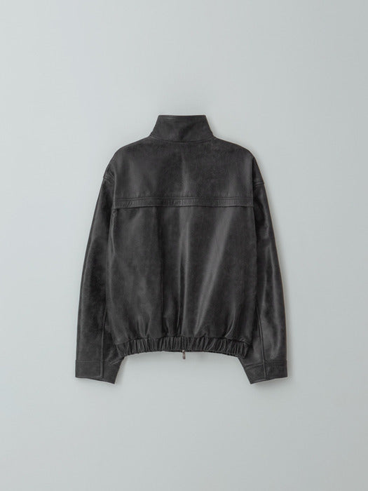 [moia] vintage leather jumper (black)