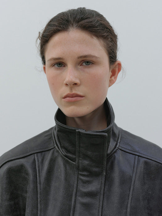 [moia] vintage leather jumper (black)