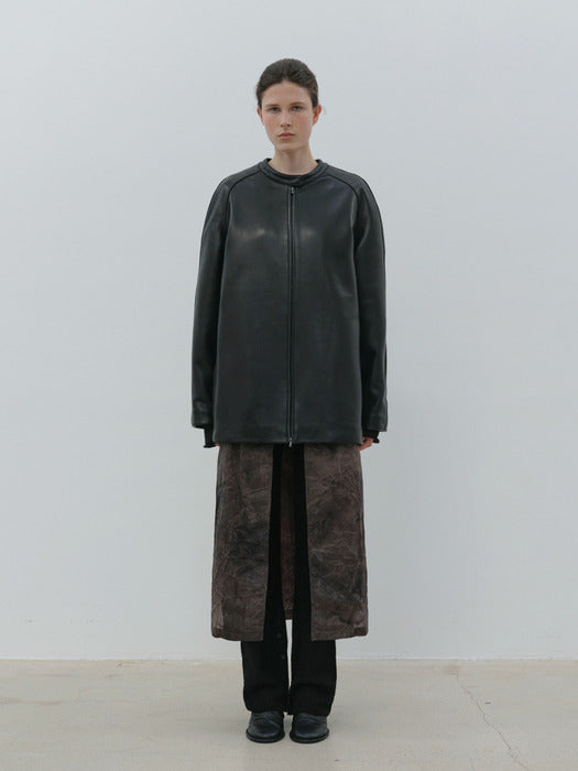 [moia] leather half coat (black)