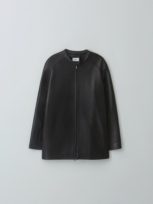 [moia] leather half coat (black)