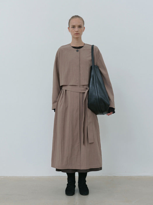 Moia layered trench coat (mocha beige)