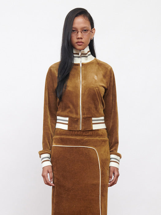 Kijun Velour Track Jacket Brown