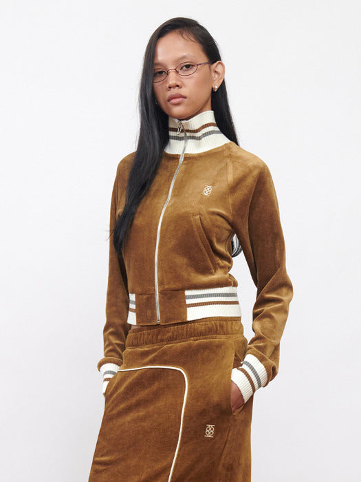 Kijun Velour Track Jacket Brown