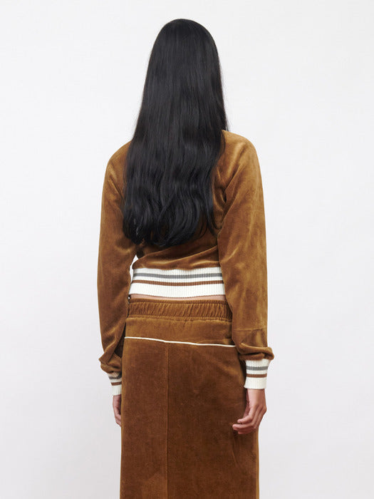 Kijun Velour Track Jacket Brown