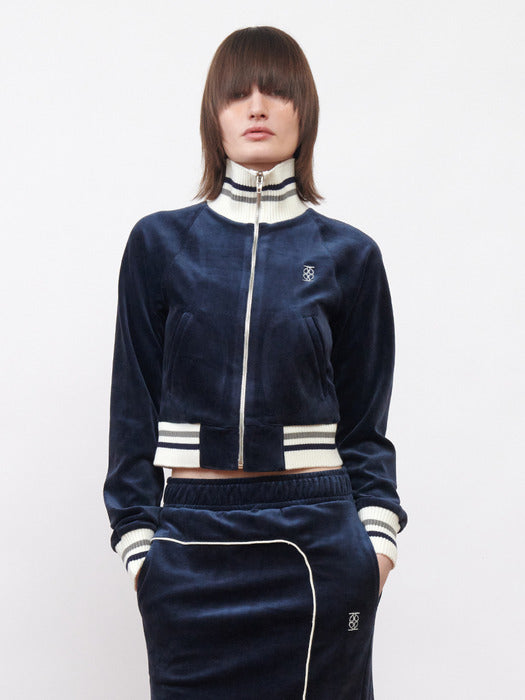 Kijun Velour Track Jacket Navy