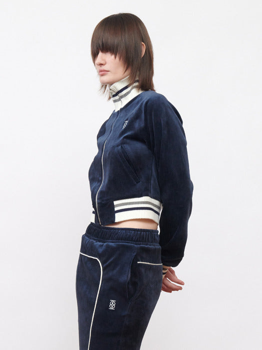 Kijun Velour Track Jacket Navy