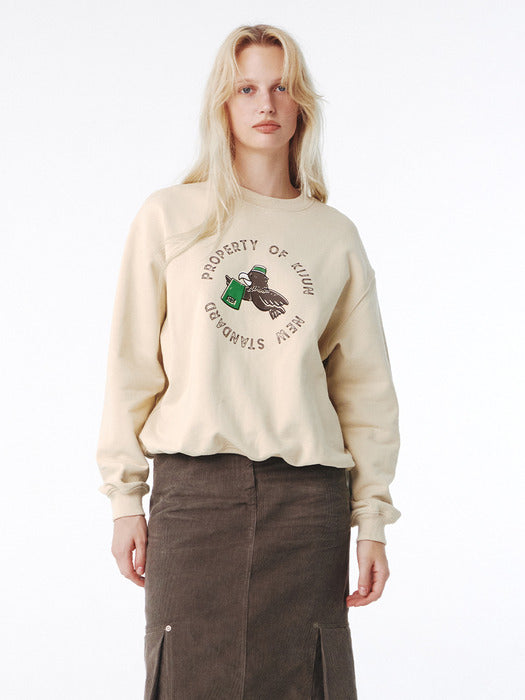 Kijun Eagle Sweatshirt Unisex Beige