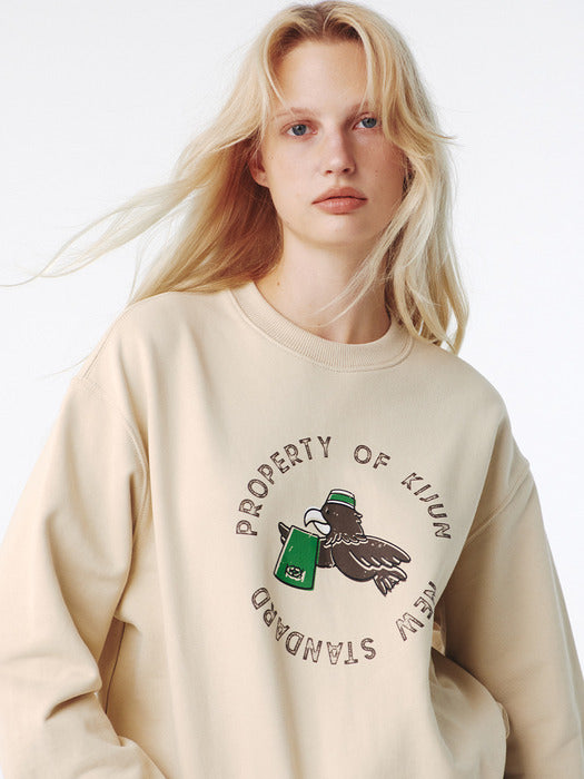 Kijun Eagle Sweatshirt Unisex Beige