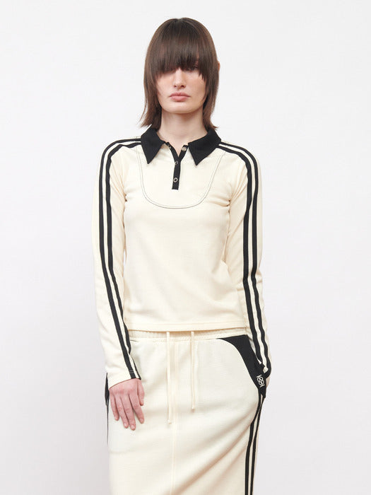 Kijun Football Long Sleeve Jersey Polo Ivory Black