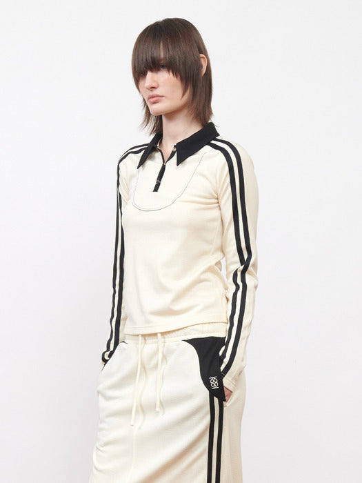 Kijun Football Long Sleeve Jersey Polo Ivory Black