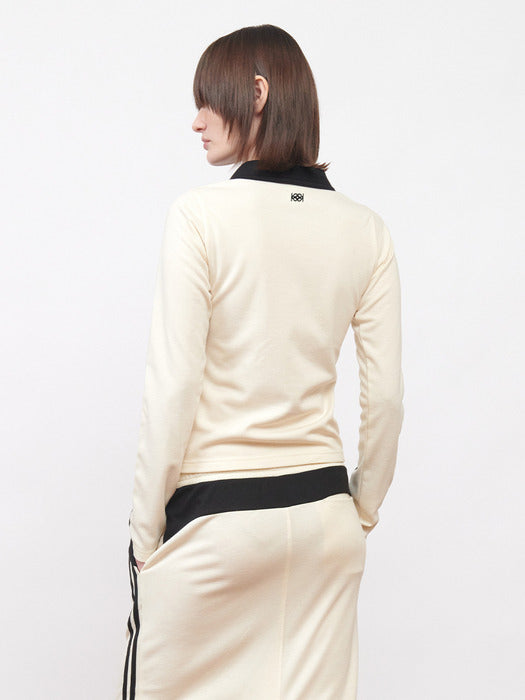 Kijun Football Long Sleeve Jersey Polo Ivory Black