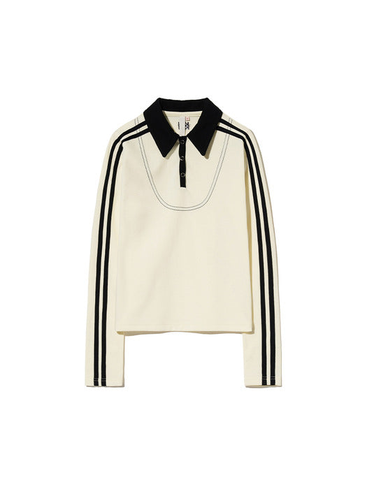 Kijun Football Long Sleeve Jersey Polo Ivory Black