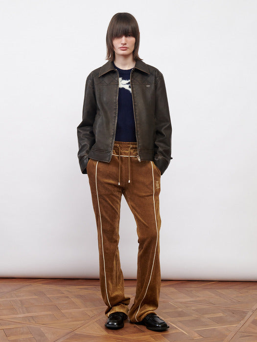 Kijun Velour Track Pants Brown