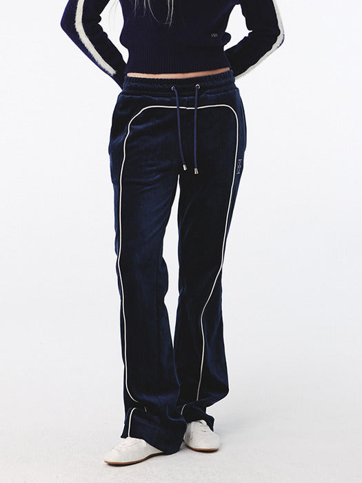 Kijun Velour Track Pants Navy