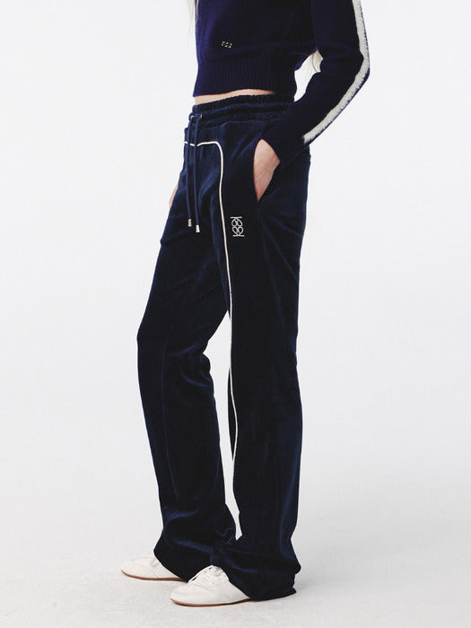 Kijun Velour Track Pants Navy