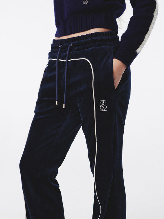 Kijun Velour Track Pants Navy