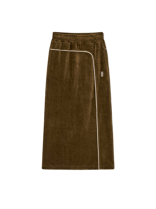 Kijun Velour Long Skirt Brown