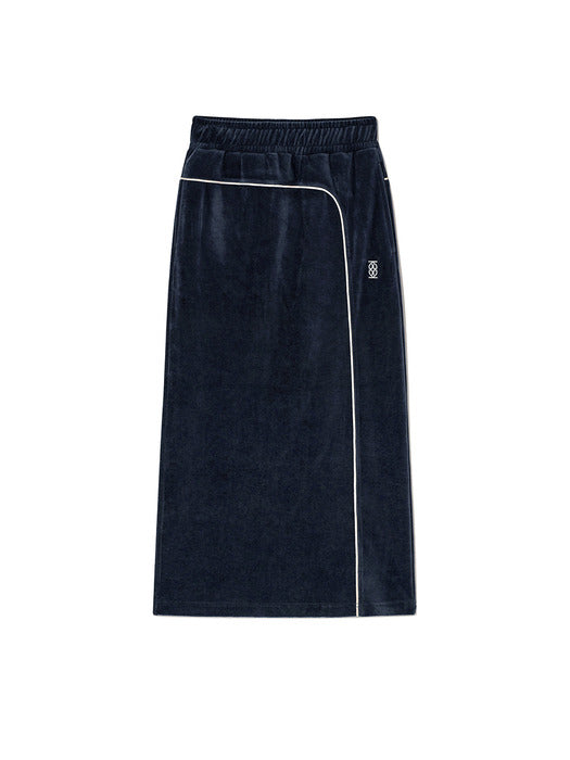 [KIJUN] Velour Long Skirt Navy
