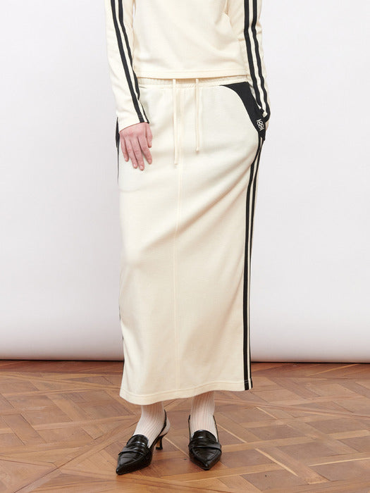 Kijun Football Jersey Long Skirt Ivory Black