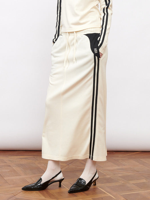 Kijun Football Jersey Long Skirt Ivory Black