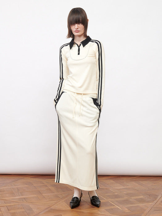 Kijun Football Jersey Long Skirt Ivory Black