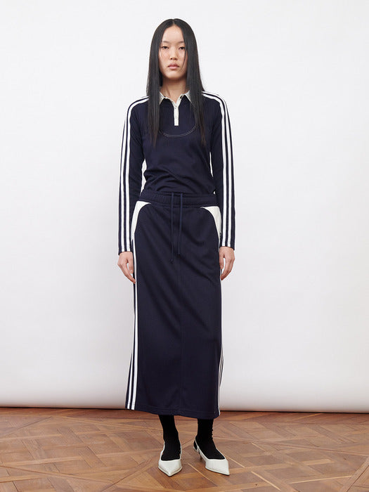 Kijun Football Jersey Long Skirt Navy Ivory