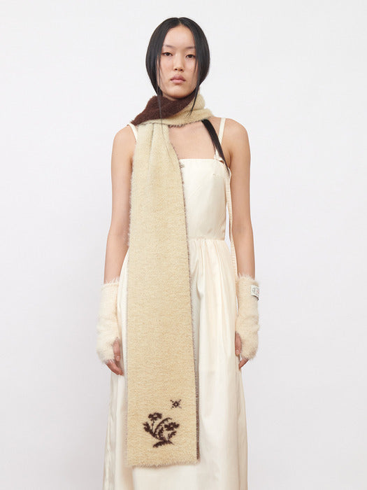 Kijun Fluffy Muffler Unisex Brown Butter
