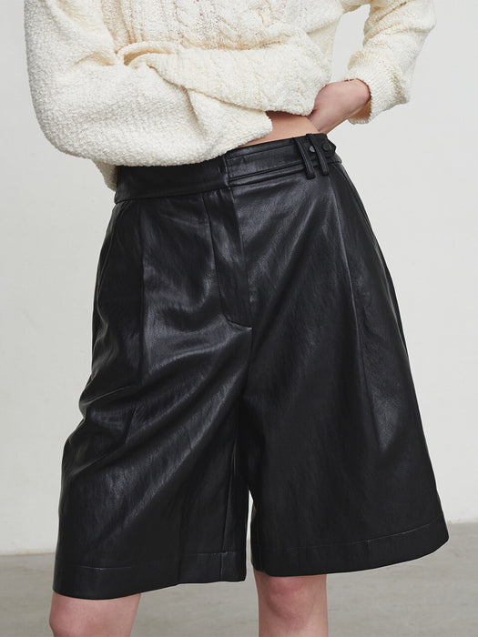 loeuvre Faux Leather Bermuda Pants SL4AL833-10 - View 3