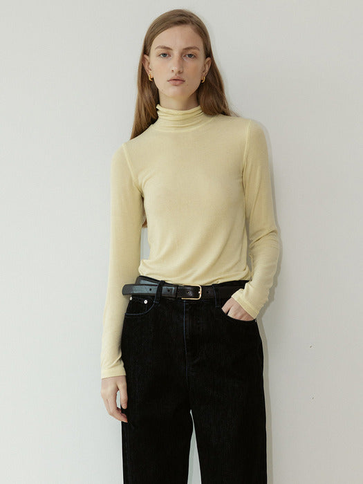 Loeuvre Back Slit Turtleneck T-Shirt