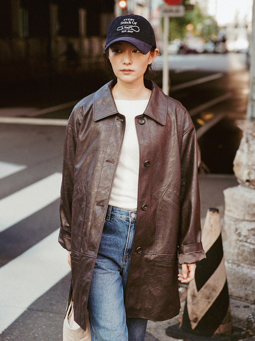 Mango Maniplease Lep Leather Coat