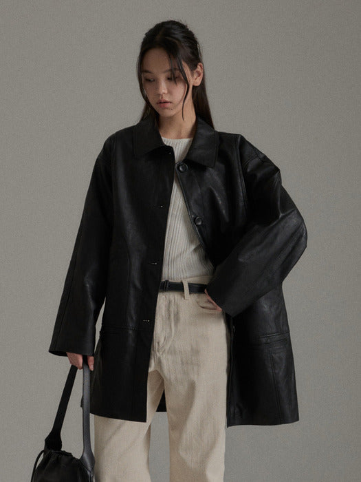 Mango Maniplease Lep Leather Coat