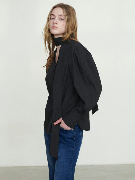Loeuvre Tie Puff Sleeve Blouse