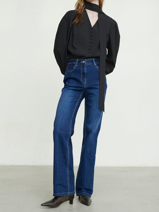 Loeuvre Tie Puff Sleeve Blouse