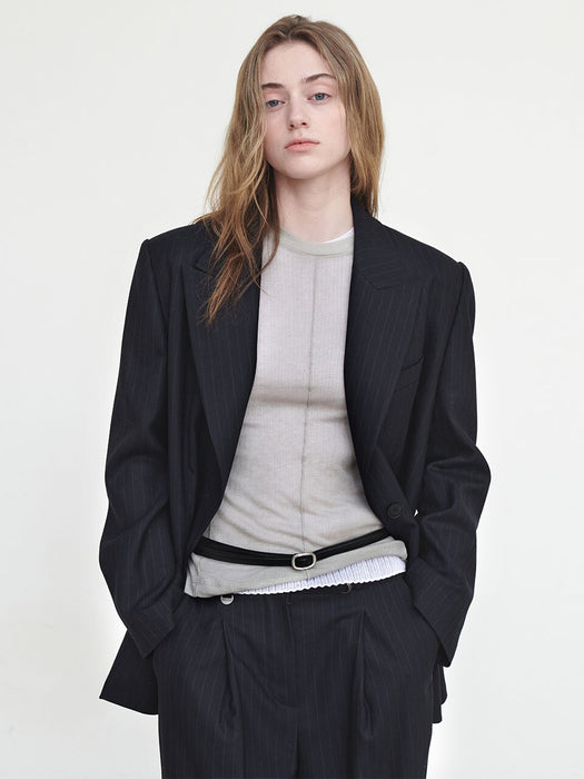 [loeuvre] Wool Blended Striped Single Blazer SW4AJ817-24