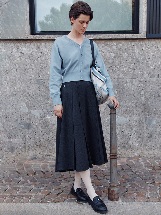 [loeuvre] Wool Blended Pintuck Flared Skirt SW4AS861-13