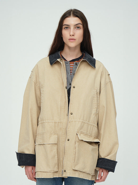 VINTAGE WASHED WORK JACKET_beige