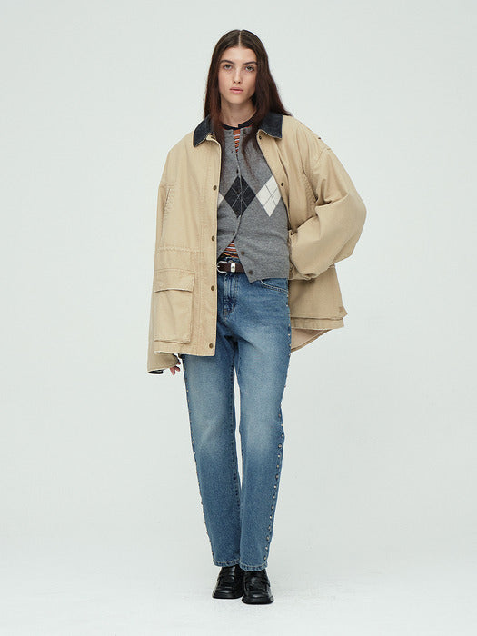 VINTAGE WASHED WORK JACKET_beige