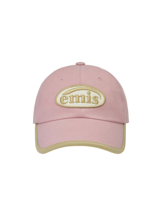 Emis Beige Trimming Ball Cap-Pink