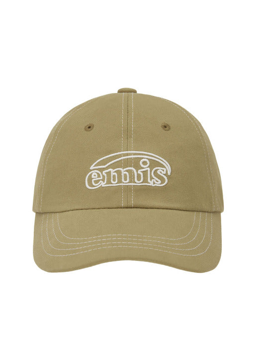 Emis White Stitch Ball Cap-Khaki Beige