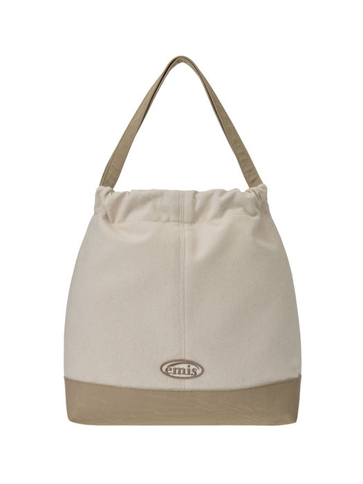 [emis] CANVAS SHOULDER BUCKET BAG-BEIGE