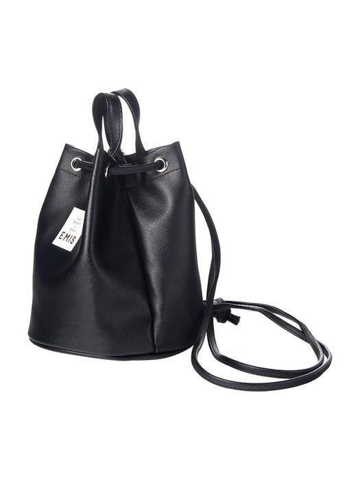 Emis Leather Mini Back Pack-Black