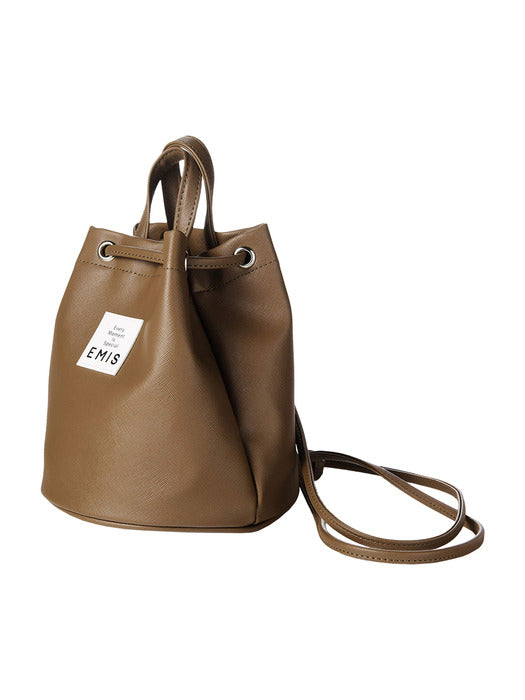 [emis] LEATHER MINI BACK PACK-BROWN