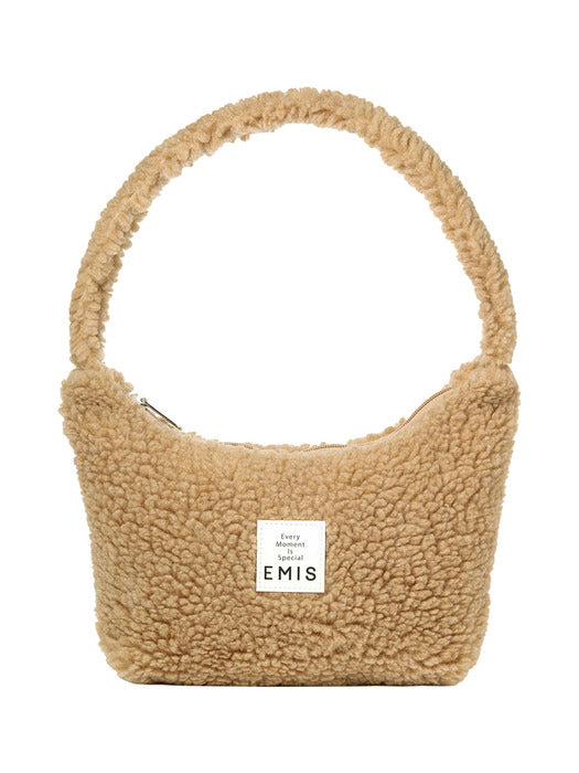[emis] BOUCLE HOBO BAG-BEIGE
