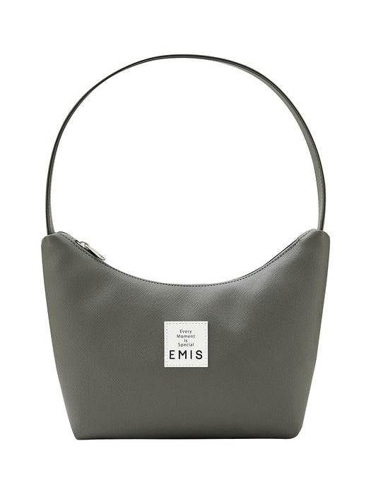 Emis New Leather Hobo Bag-Gray Khaki