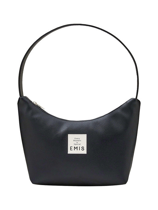 [emis] NEW LEATHER HOBO BAG-BLACK