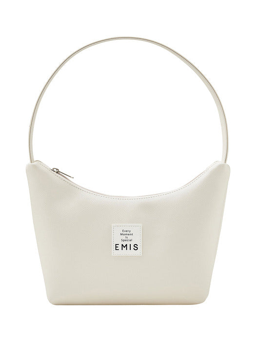 [emis] NEW LEATHER HOBO BAG-IVORY
