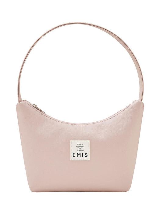 [emis] NEW LEATHER HOBO BAG-LIGHT PINK