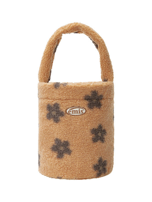 [emis] FLOWER BOUCLE TOTE BAG-BEIGE